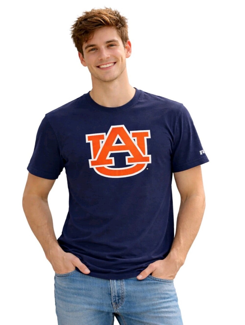 Auburn Tigers Men's Shirt Medium Auburn University Russell Athletic Navy Blue